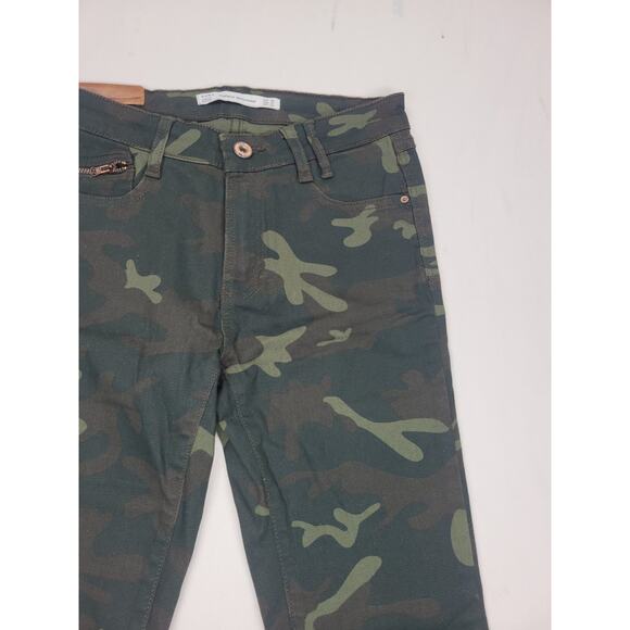 Zara Womens Jeans Multicolor Size 2 Mid Rise Moto Denim Camo Cotton Blend - Picture 4 of 16